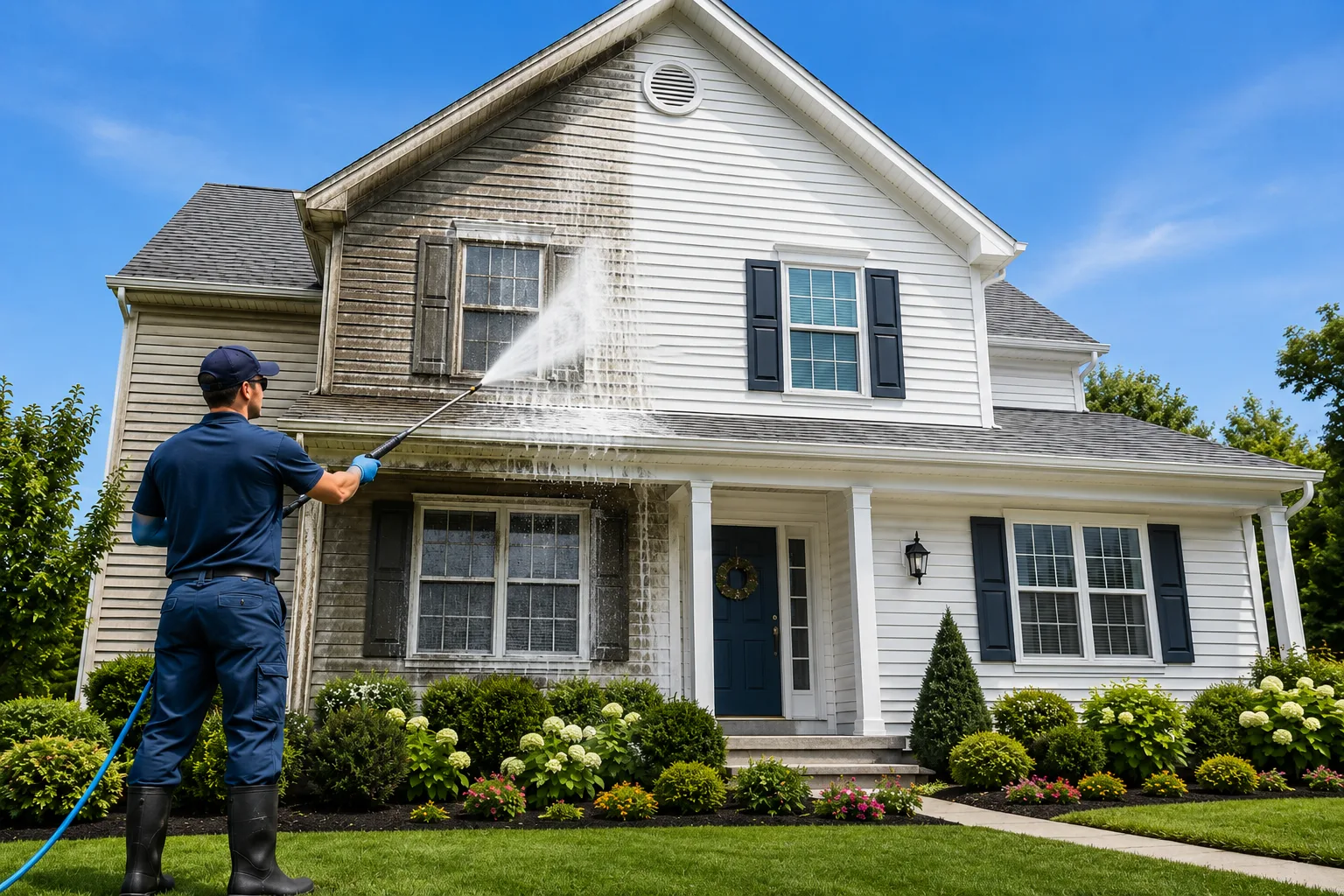 Clean Montreal suburban home exterior after siding wash