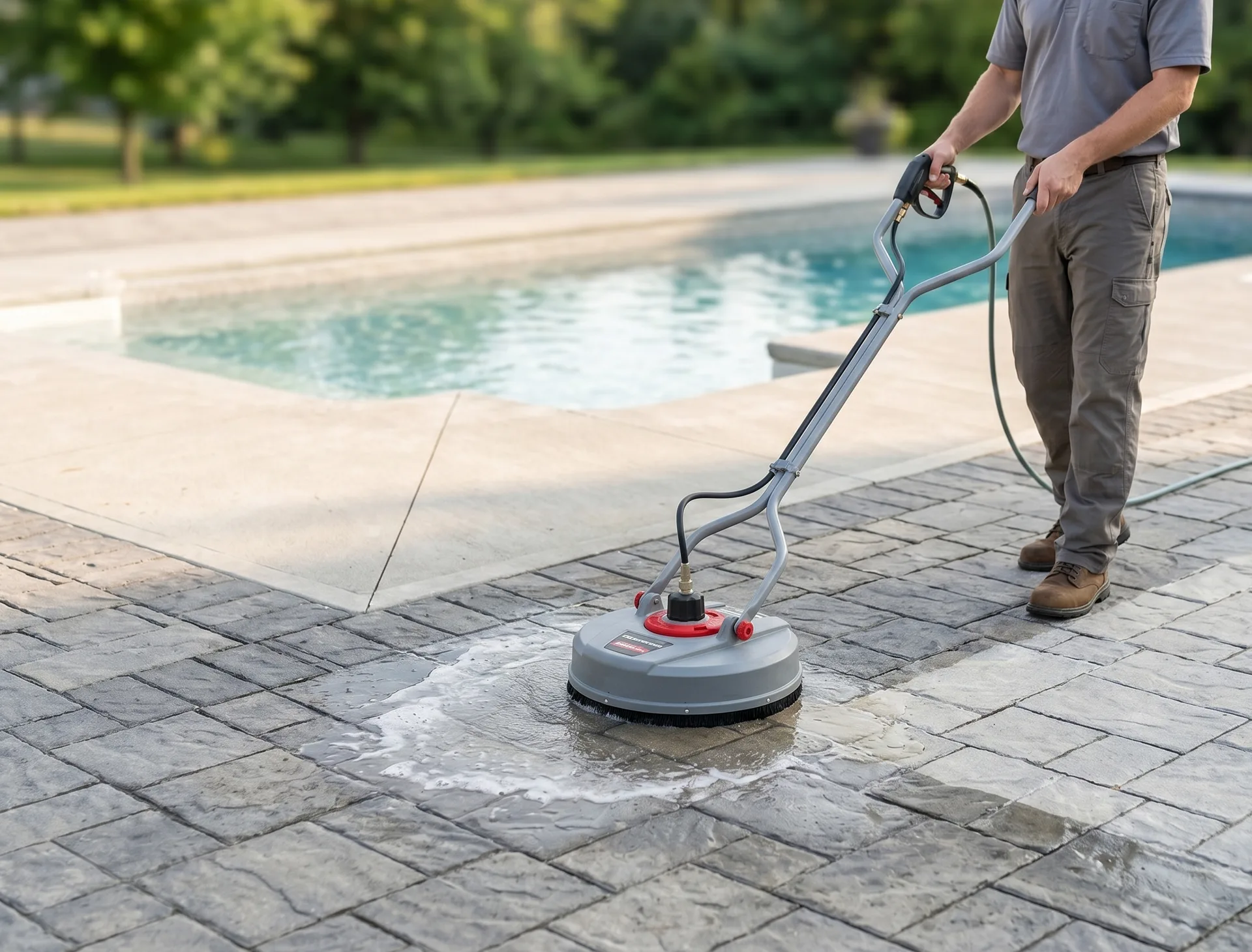 Montreal interlock paver patio cleaned with optional joint re-sand