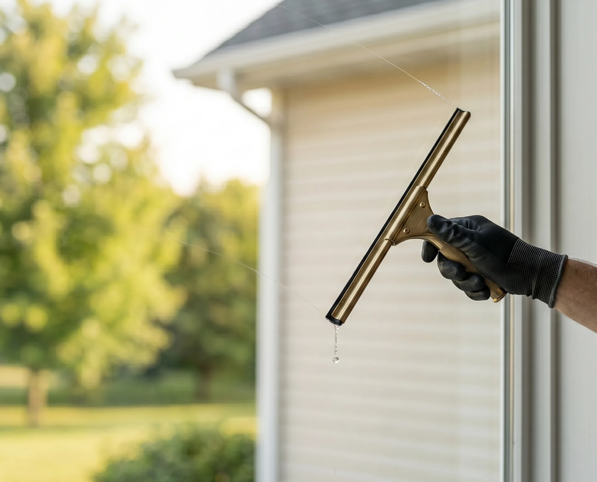 Close-up of Montreal window and siding cleaning